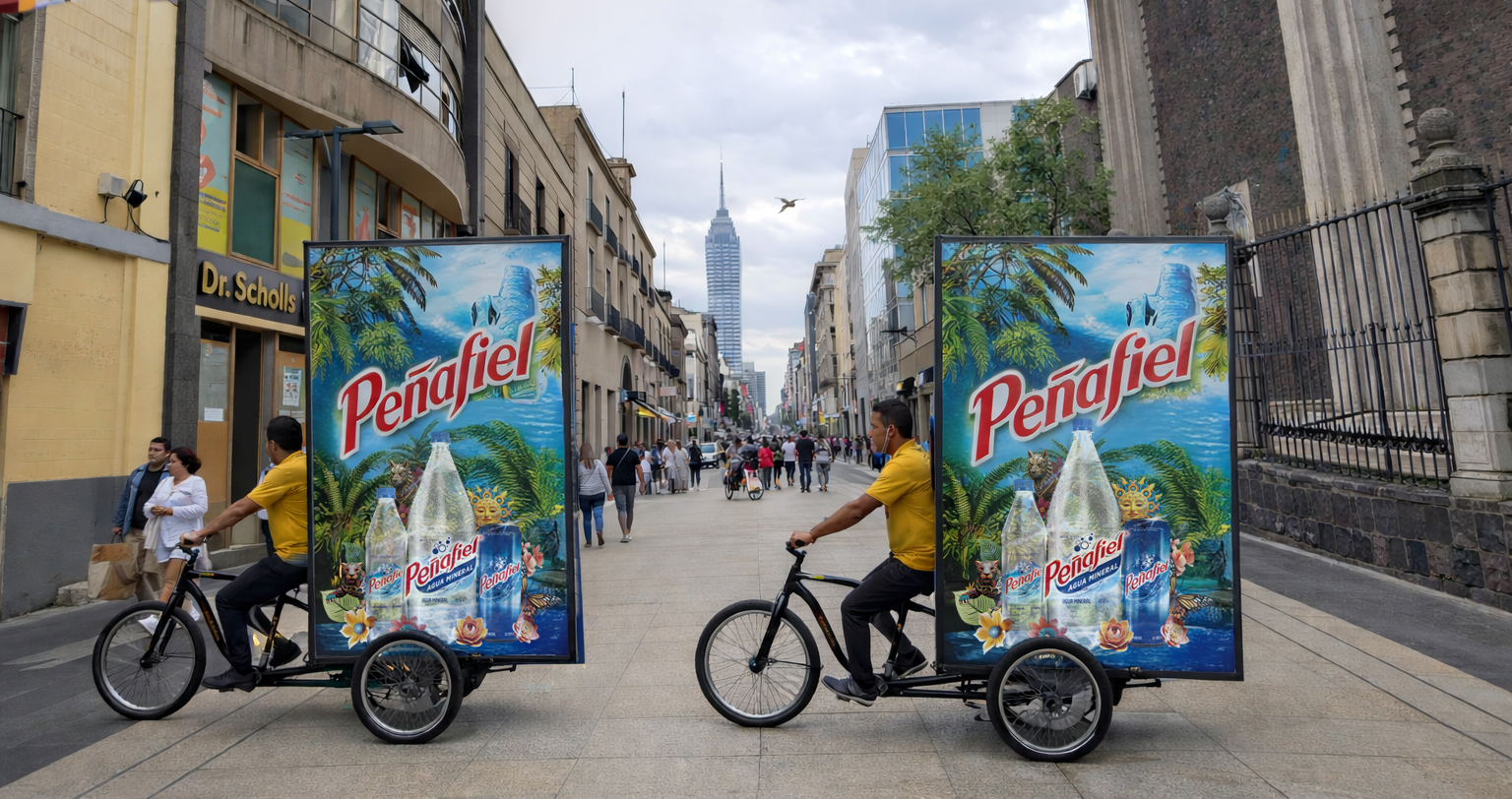 BusBus bike billboards Peñafiel campaign in downtown CDMX