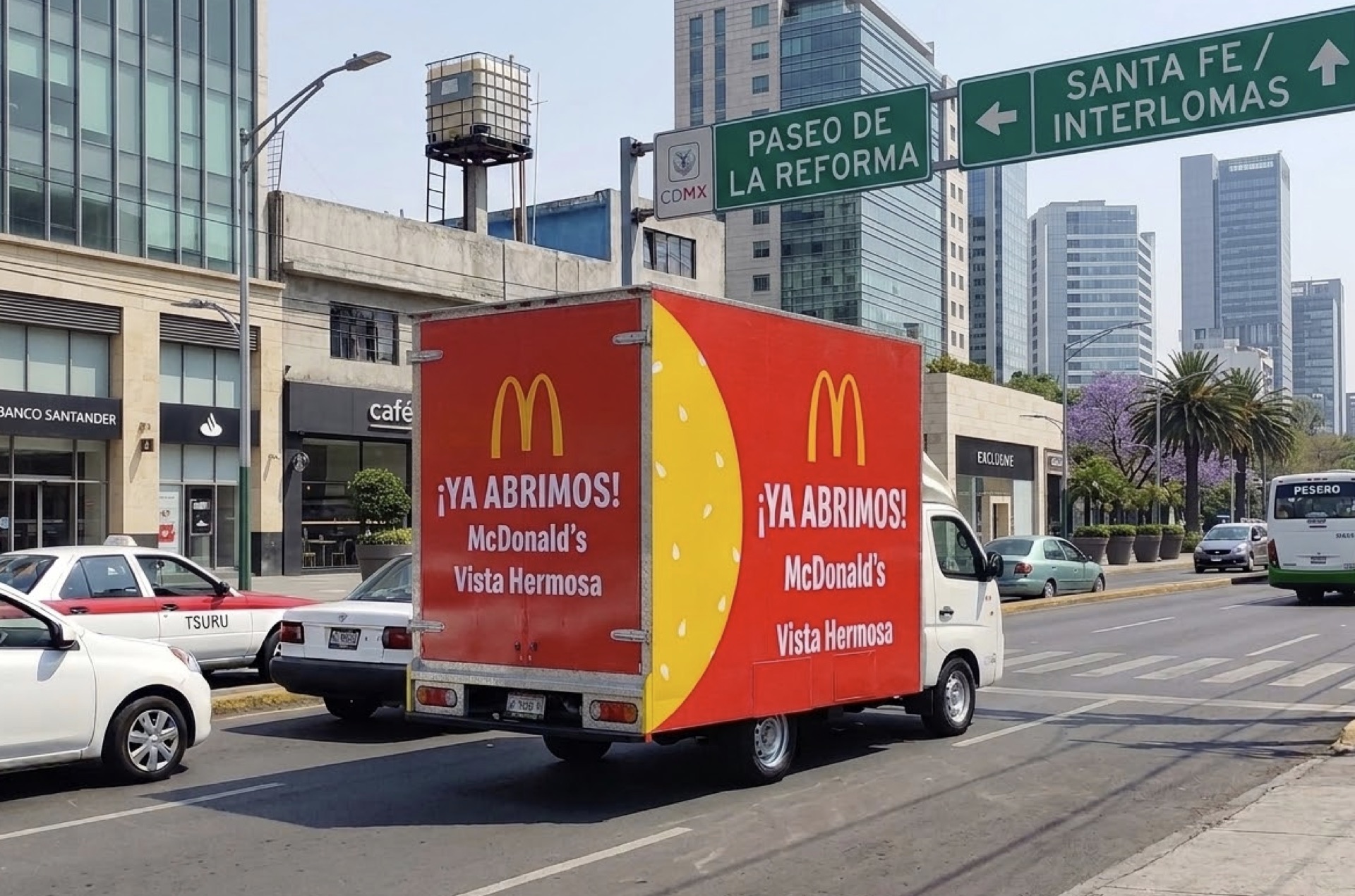 Campaña McDonald's valla móvil publicitaria BusBus Paseo de la Reforma CDMX
